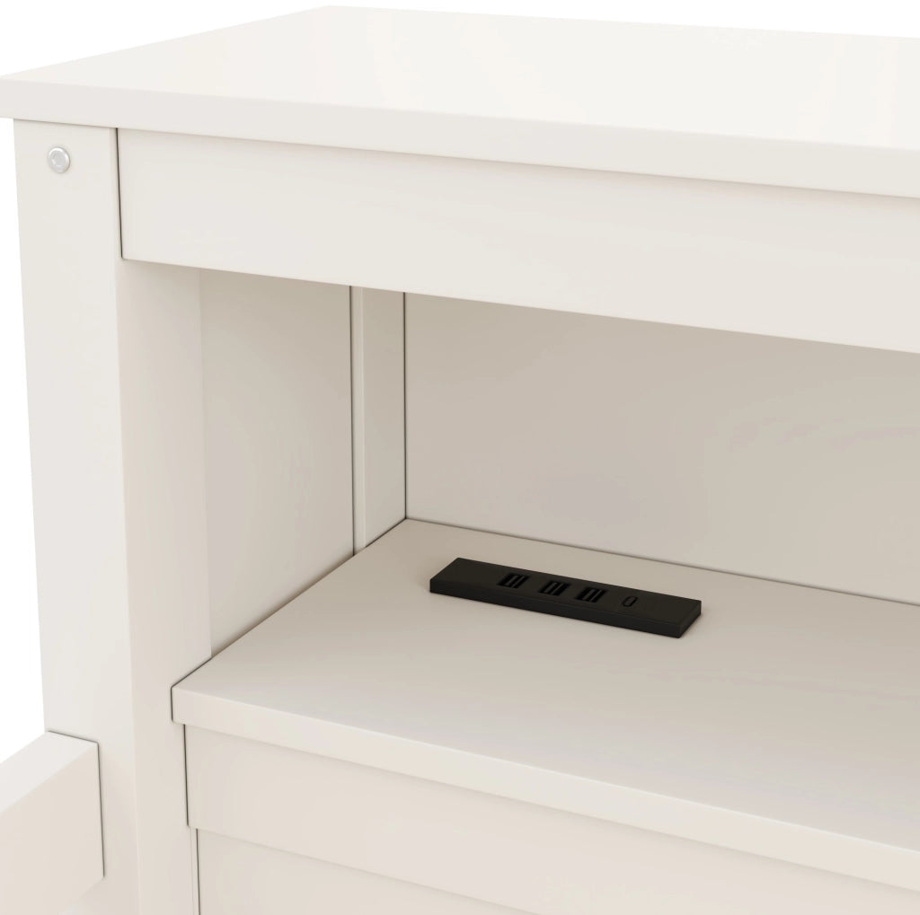 Letto semialto 90 x 200 cm con scala contenitore; ripiani; LED; USB e USB-C bianco