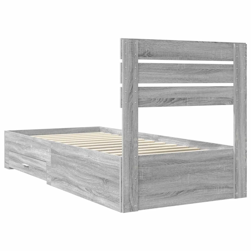 Struttura del letto-Giroletto Grigio Sonoma e Argento 75 x 190 cm 915522