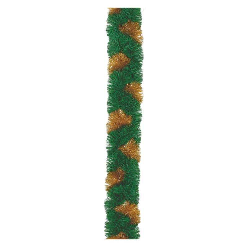 MAURY'S GHIRLANDA NATALIZIA INTRECCIATA VERDE E ORO CON RAMI DI 10 CM LUNGA 2,50 MT OKX