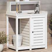 Tavolo Invaso con Ripiani-Tavolo da Lavoro con Ripiani Bianco 82,5x50x109,5 cm Massello Pino 218509