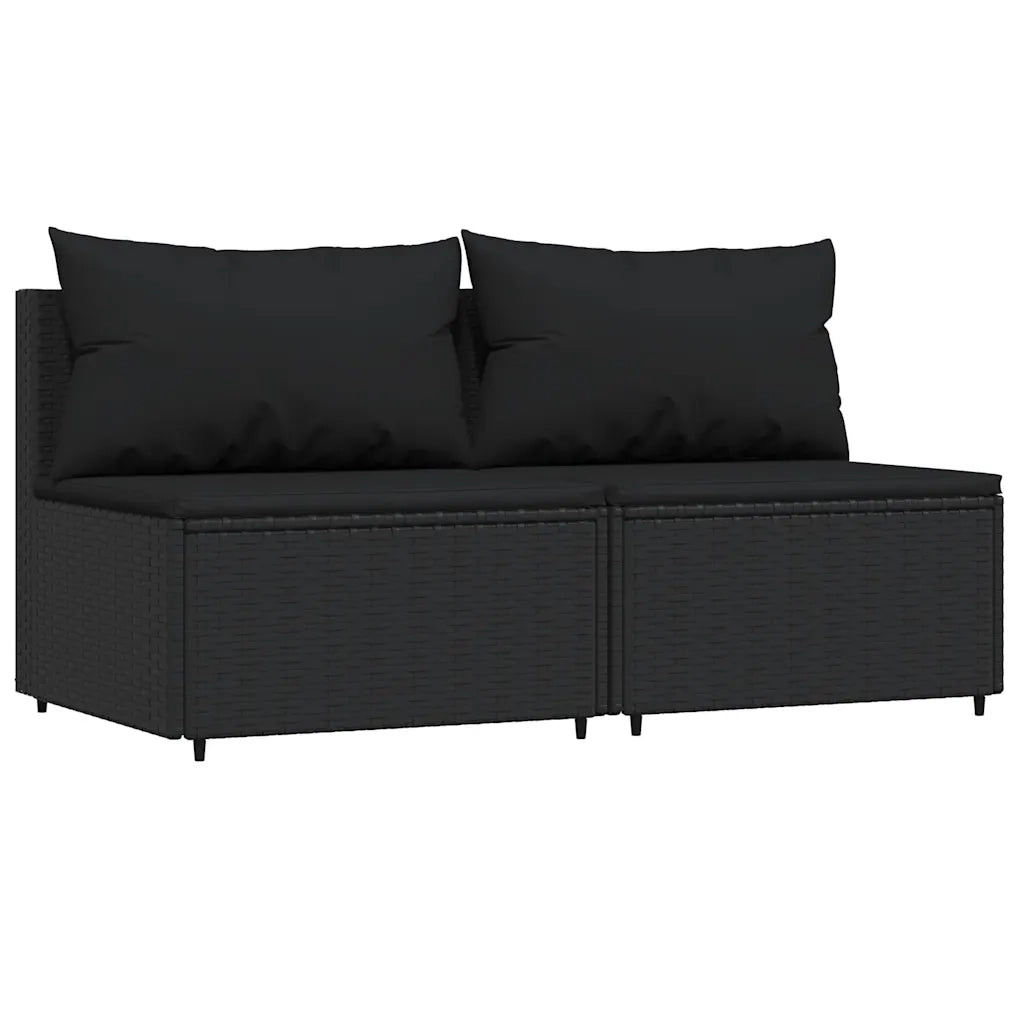 Set Divani da Giardino 3 pz con Cuscini Nero in Polyrattan 319787