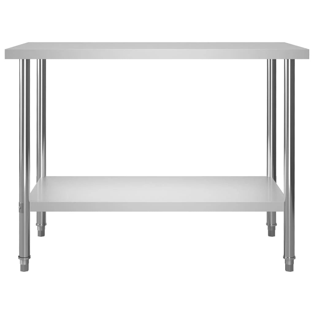 Tavolo da lavoro da cucina con ripiano 120 x 60 x 150 cm acciaio inox 02_0001920