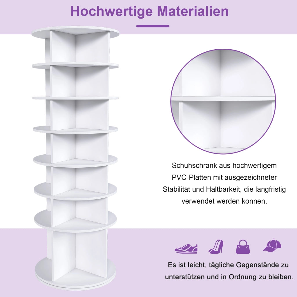 SCARPIERA girevole a 7 livelli 65x65x21.5 cm PVC bianco