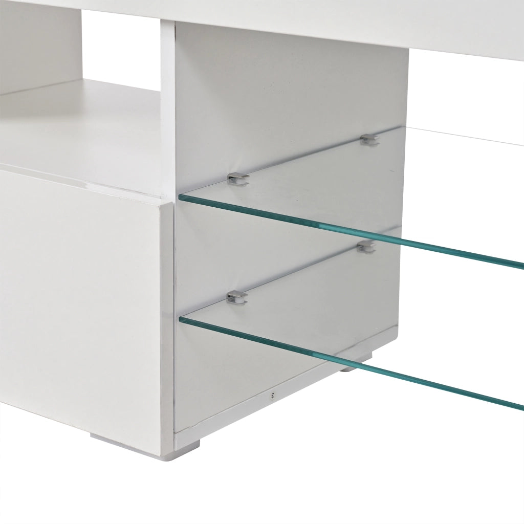 Mobile porta TV con LED, 3 cassetti e 7 vani contenitore, per soggiorno, bianco, 180 × 35 × 45 cm