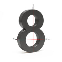 Numero civico "8" 3D Arial 20 cm antracite acciaio uso esterno, incl materiale di montaggio