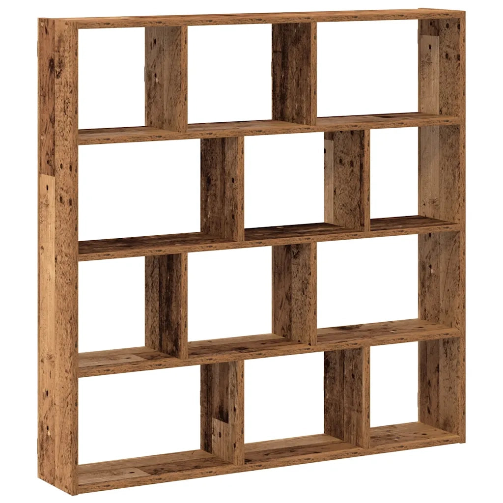Mensola a Muro a Cubo 12 Scomparti in Truciolato Legno Antico 860011