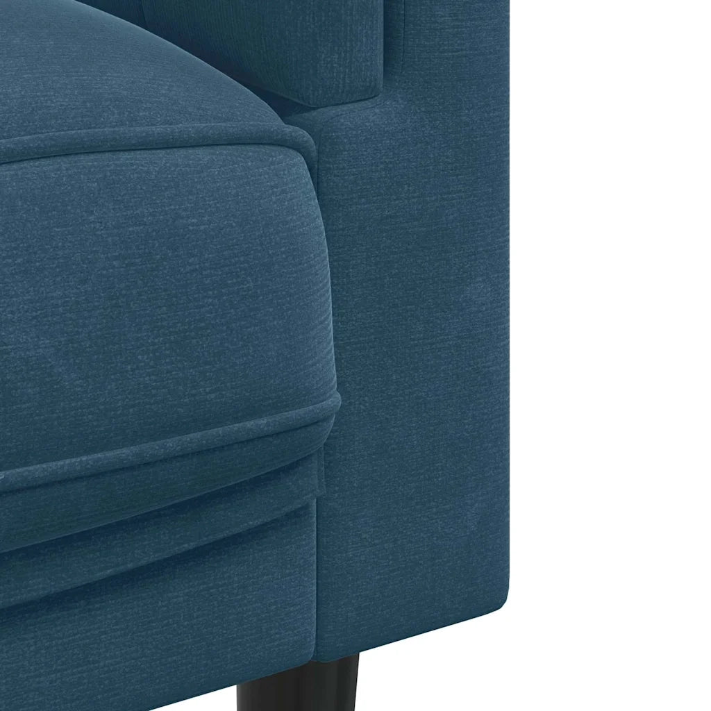 Divano a 3 Posti con Cuscini-Sofa 3 Posti con Cuscini Blu in Velluto