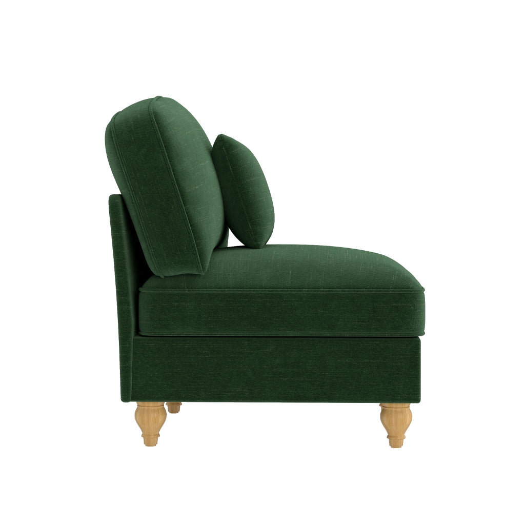 Divano senza braccioli in ciniglia con cuscino mobile e gonna rimovibile seduta morbida verde 79 × 75 × 23 cm