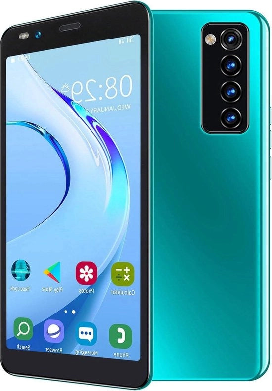Telefono cellulare Android 5,45 pollici con rilevamento impronte digitali del viso, smontabile, verde.