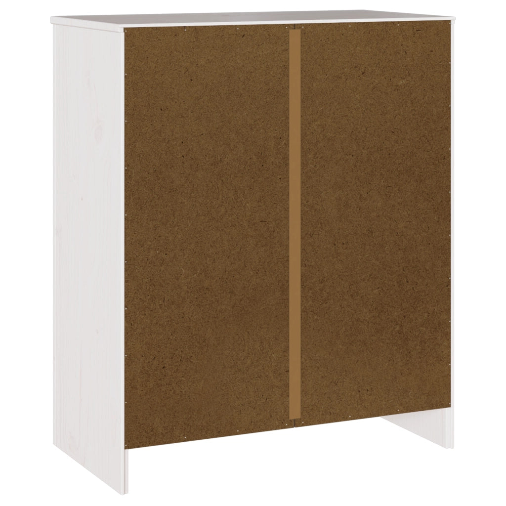Cassettiera  "DRAMMEN" Bianca 76,5x40x91 cm Legno Massello Pino
