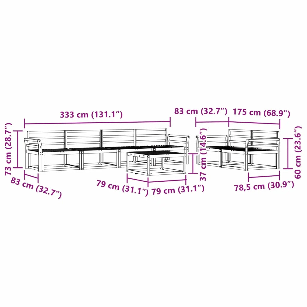 Set di divani da esterno 7 pcs Bianco 3386093