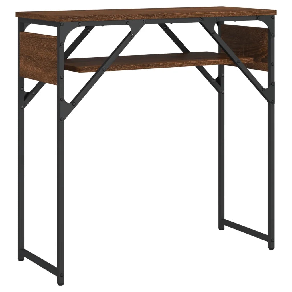 Tavolo Consolle | Tavolo d'Ingresso Ripiano Rovere Marrone 75x30x75cm Multistrato