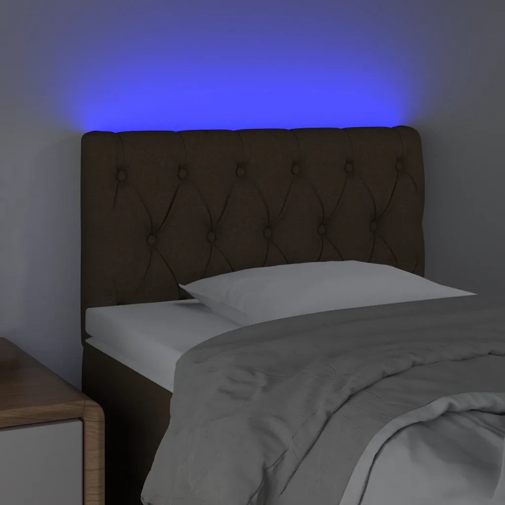 Testiera a LED-Testata con LED Marrone Scuro 80x7x78/88 cm in Tessuto