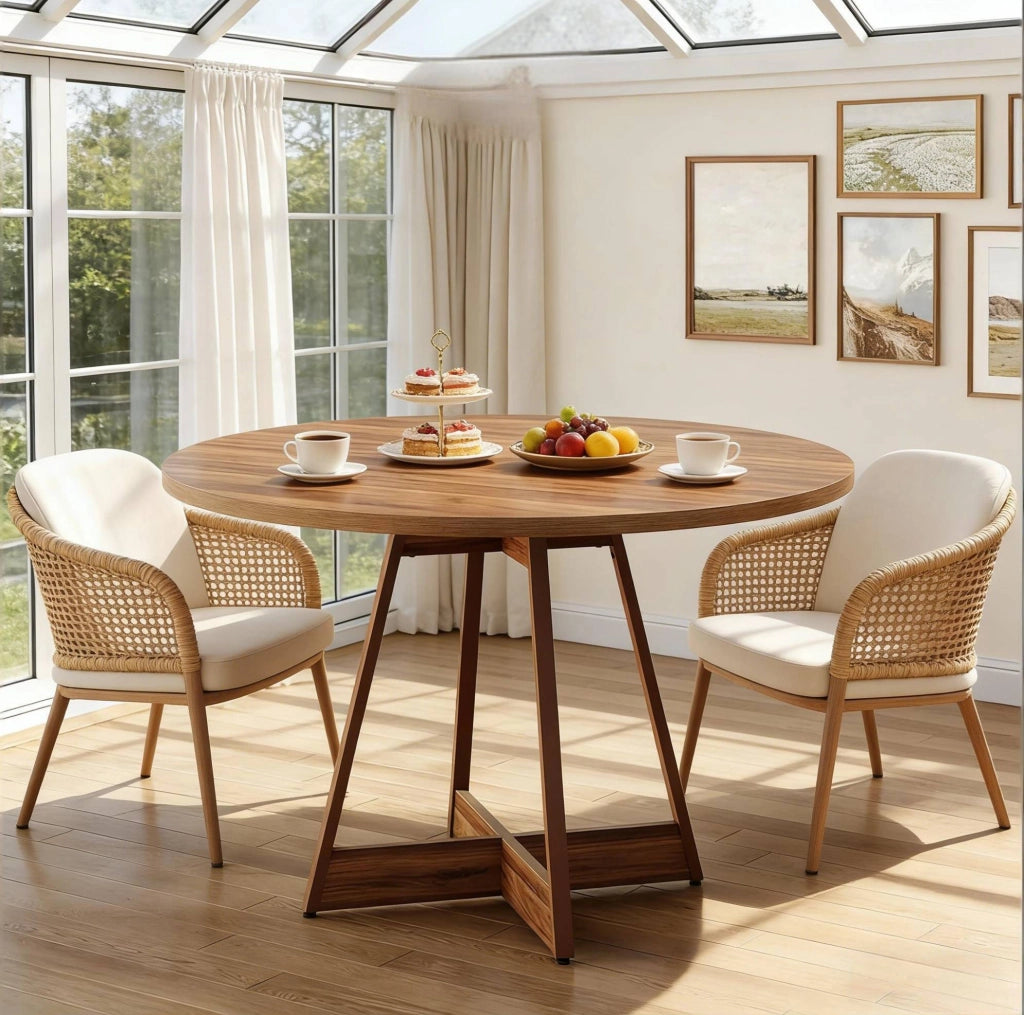 Tavolo da pranzo rotondo Ø100 cm in MDF marrone