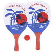 Trade Shop - Set Racchette Da Spiaggia Rettangolari Design Palma 38x20x0.6 Cm Con Pallina 186238 -