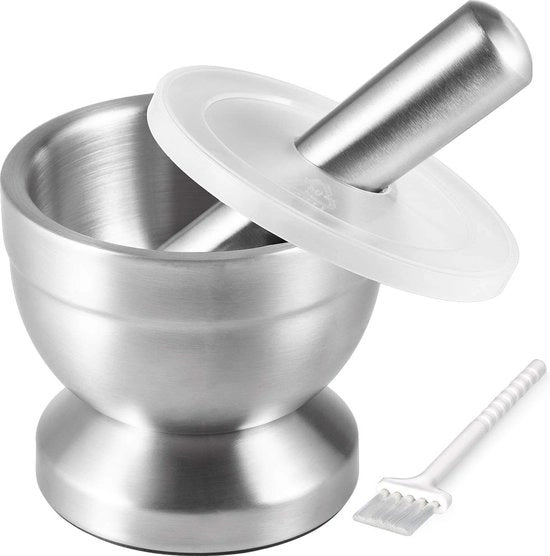 Set di vijzella e stampatrice con vijzella in acciaio inossidabile con chiusura e coperchio diametro 10 cm