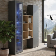 Madia Gastone, Credenza 8 Ripiani Made in Italy, 30x40x180h cm Nero Antracite