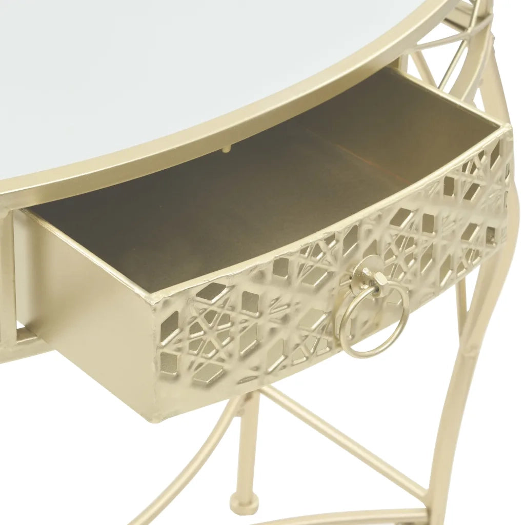 Tavolino Laterale-Tavolino da soggiorno-Tavolo in Stile Francese in Metallo 82x39x76 cm Oro