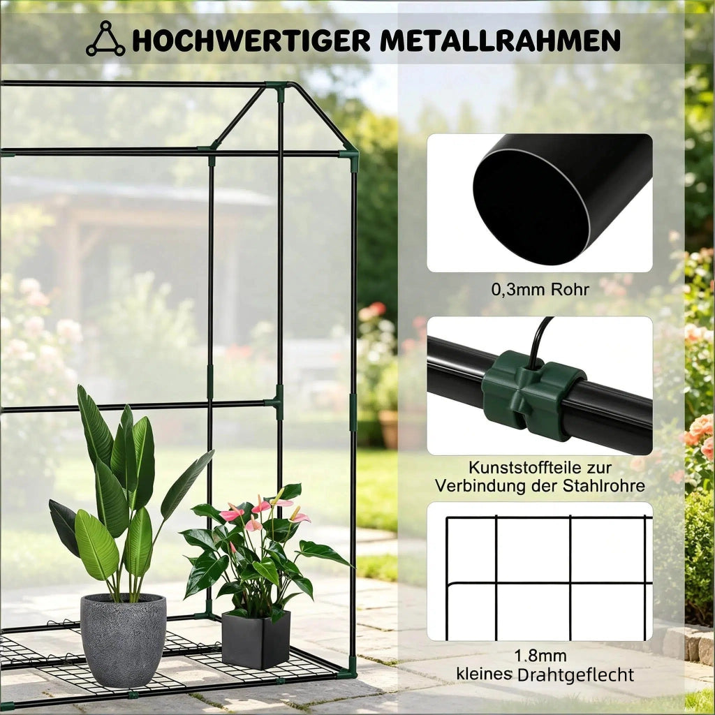 Serra a tunnel con porta frontale arrotolabile e 6 aperture di ventilazione per balcone in PE verde 100 × 83 × 150 cm