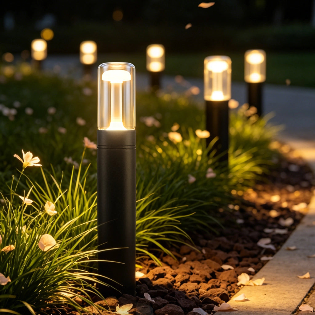ZMH Lampada da Giardino Esterna a Palo 10W Nero H.40cm 3000K Vetro per Viali Camino