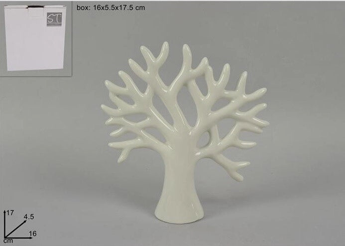 Decorazione Casa Albero della Vita in Ceramica Bianco 17 cm