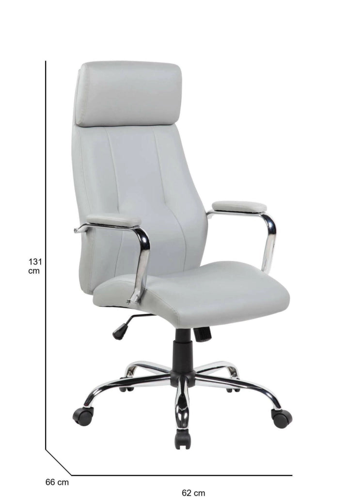 Sedia da ufficio Anselma, Poltrona presidenziale con braccioli, Sedia ergonomica da ufficio, 66x62h121/131 cm, Grigio