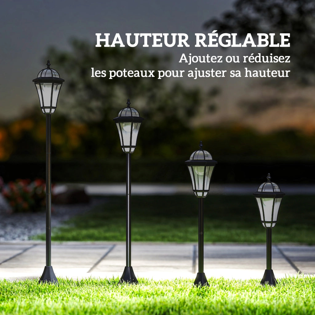 Lampada da Giardino Solare ¨C zephmum ¨C LED 6000K IP44 Nero 18.5¡Á129 cm