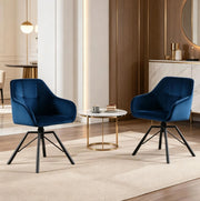 Set di 2 sedie da pranzo girevoli in velluto blu
