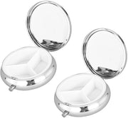 Cartoccio per Medicamenti 2-delig - Acciaio Inossidabile - 50 mm - 3 Compartimenti - Resistente all'Umidità - Portatile per Viaggi - Scatola per Medicamenti