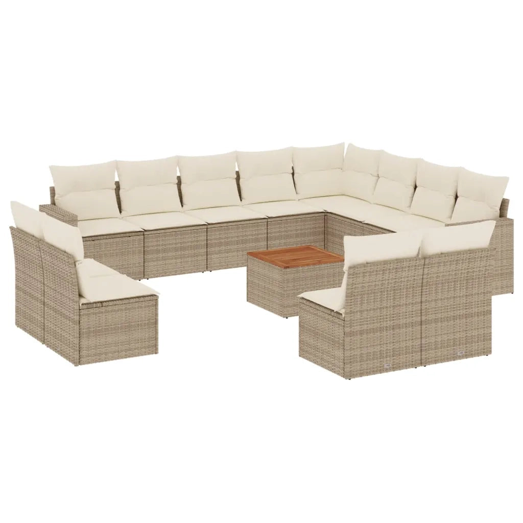 Set Divano da Giardino 13 pz con Cuscini Beige in Polyrattan 3224371