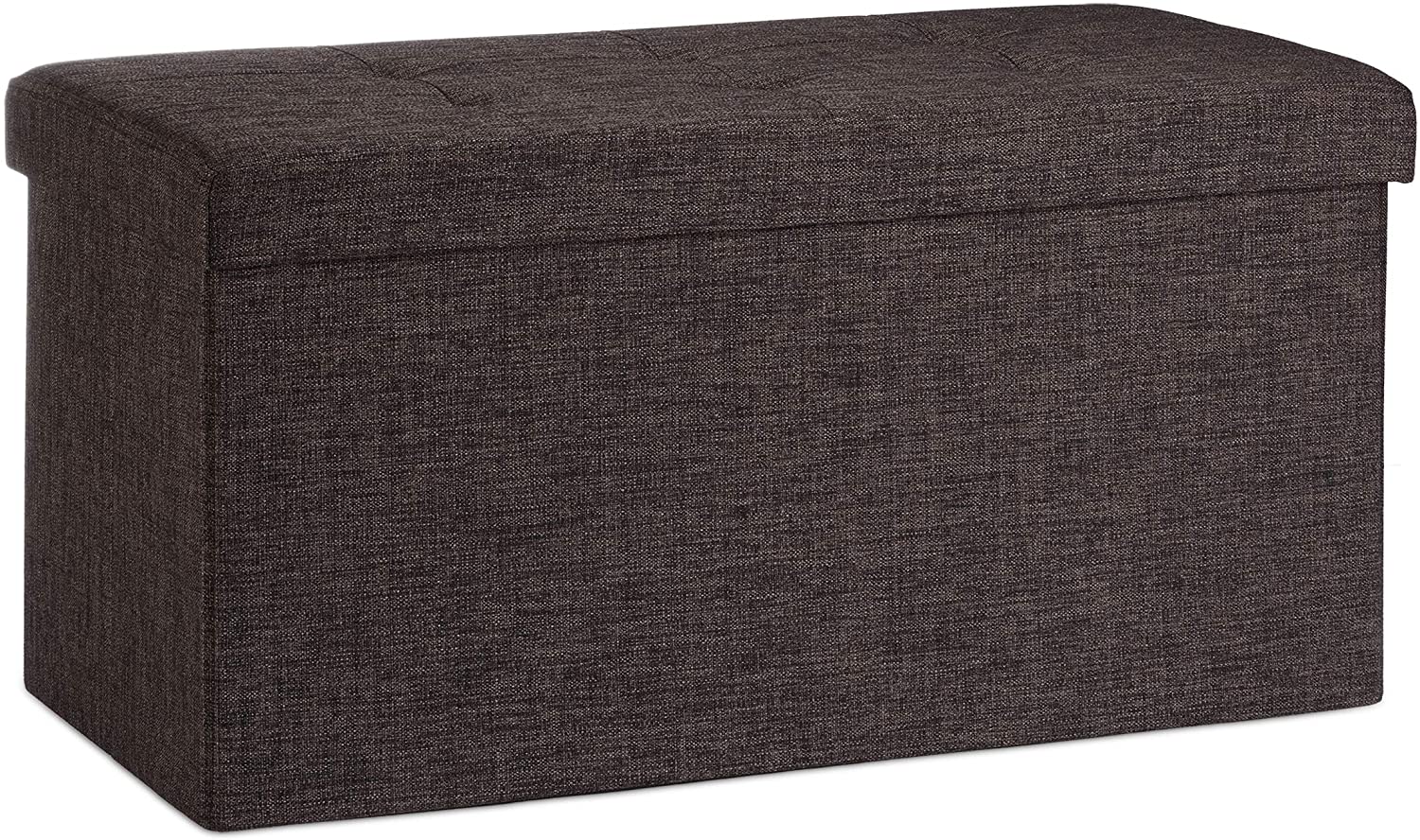Panca sgabello pouf pieghevole contenitore poggiapiedi 76 cm lino marrone 13_0002337_5