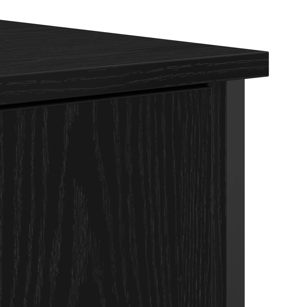 Mobile da buffet rovere nero 70x30x80 cm legno ingegnerizzato e acciaio