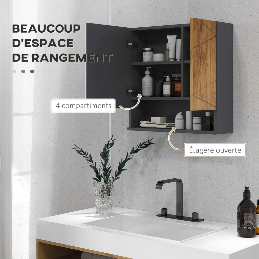 Armadietto da bagno specchio 2 ante ¨C zephmum ¨C naturale 55x17x55 cm
