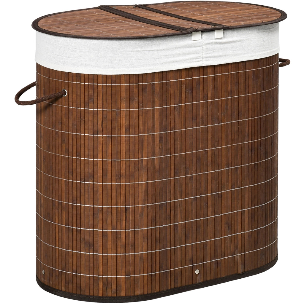 Contenitore per biancheria bagno in bambù 100L con coperchio e due sacchi estraibili