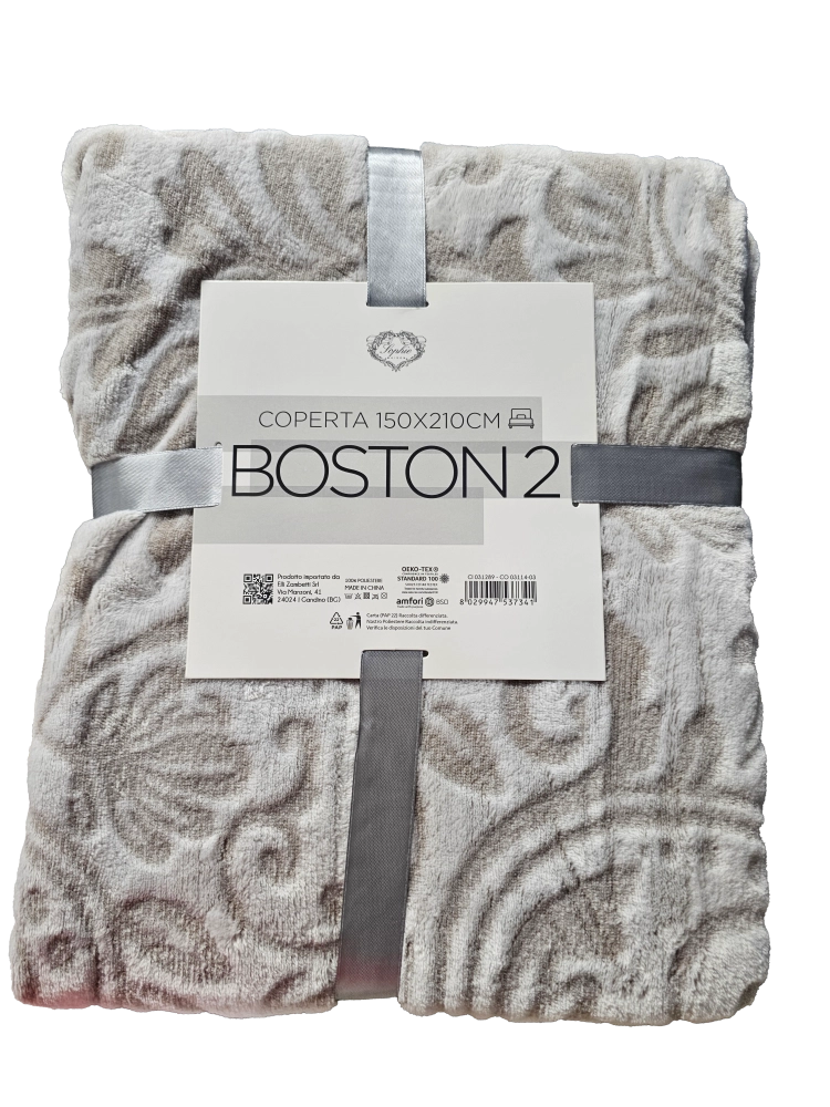 Coperta Matrimoniale Boston - 150 x 210 CM - Lavabile a 30 - 100% Poliestere