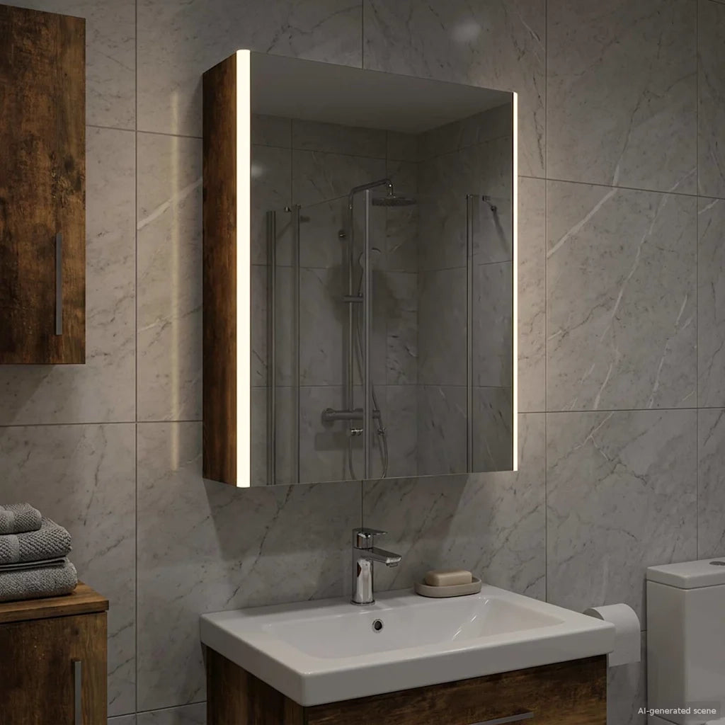 Mobiletto per specchio da bagno Rovere fumé 73.5 x 15.5 x 70 cm 889235