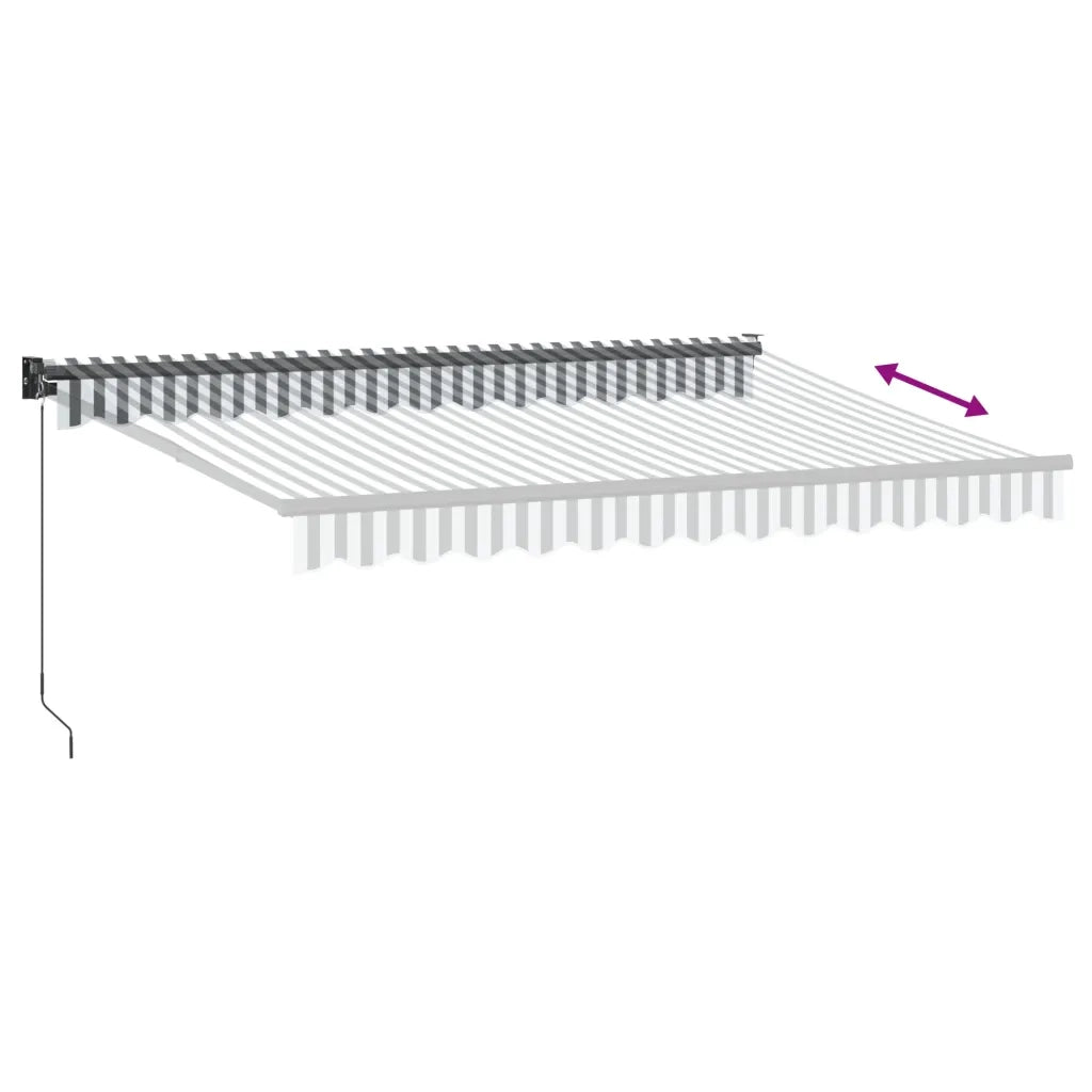 Tenda retrattile-Tenda parasole per balcone Antracite e Bianca 3,5x2,5m Tessuto/Alluminio 742219