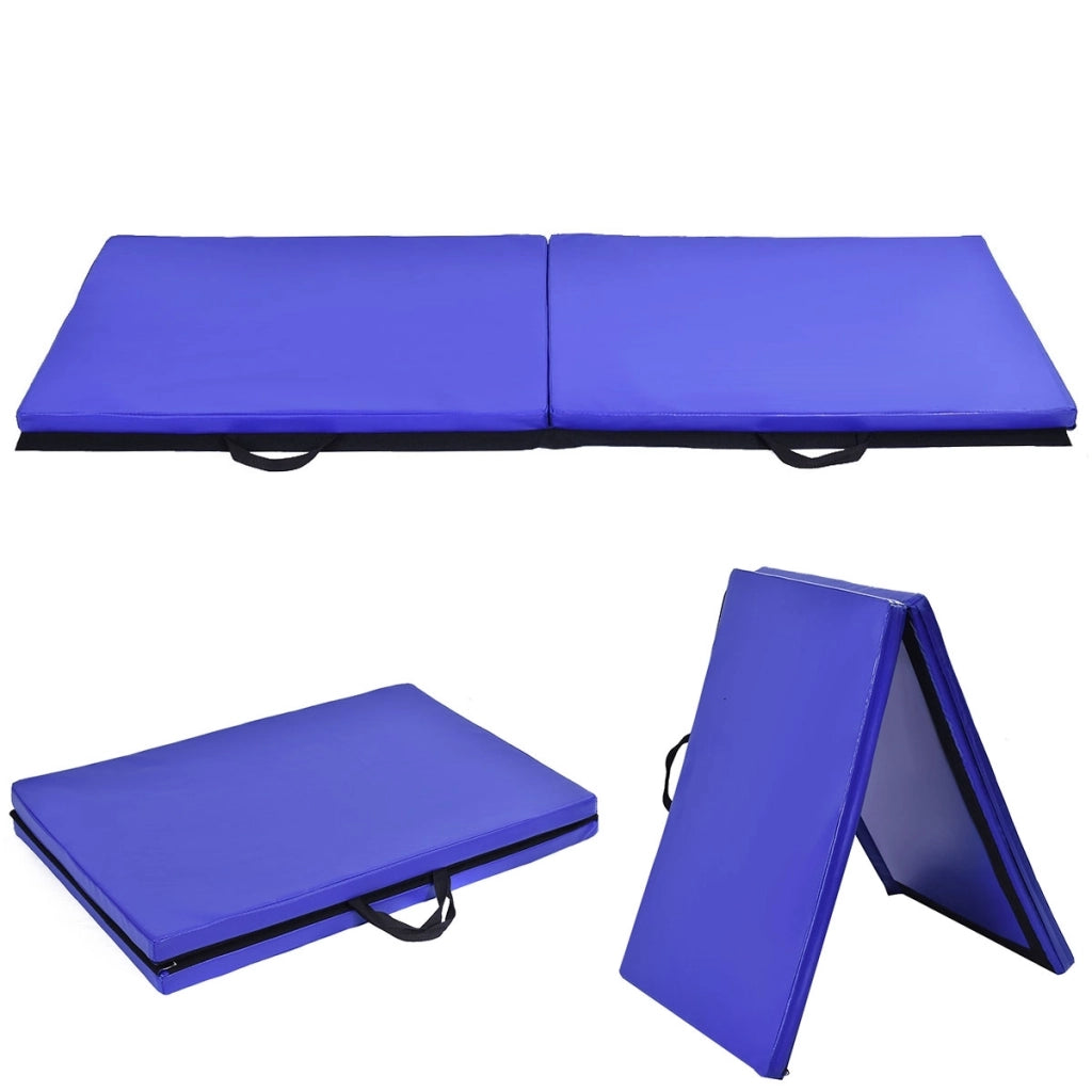 Tappetino yoga pieghevole Materassino ginnastica spessore multifunzionale e antiscivolo 180x60x4cm Blu-Tappetini ginnastica e yoga
