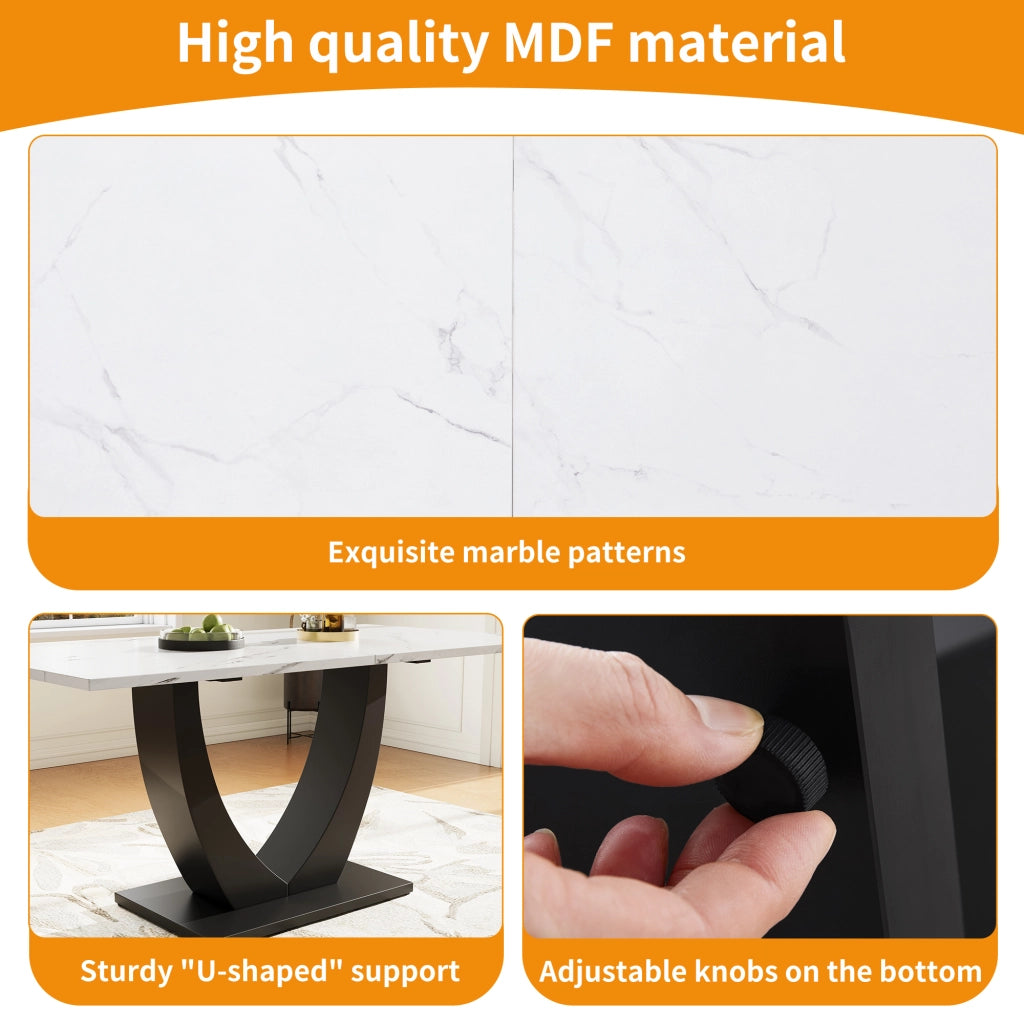 Tavolo da pranzo moderno con 4 sedie, base a U, in MDF e velluto, per cucina e sala da pranzo, multicolore