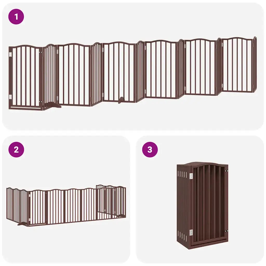 vidaXL Cancello Cani Porta Pieghevole Marrone 12 Pannelli 600cm Pioppo