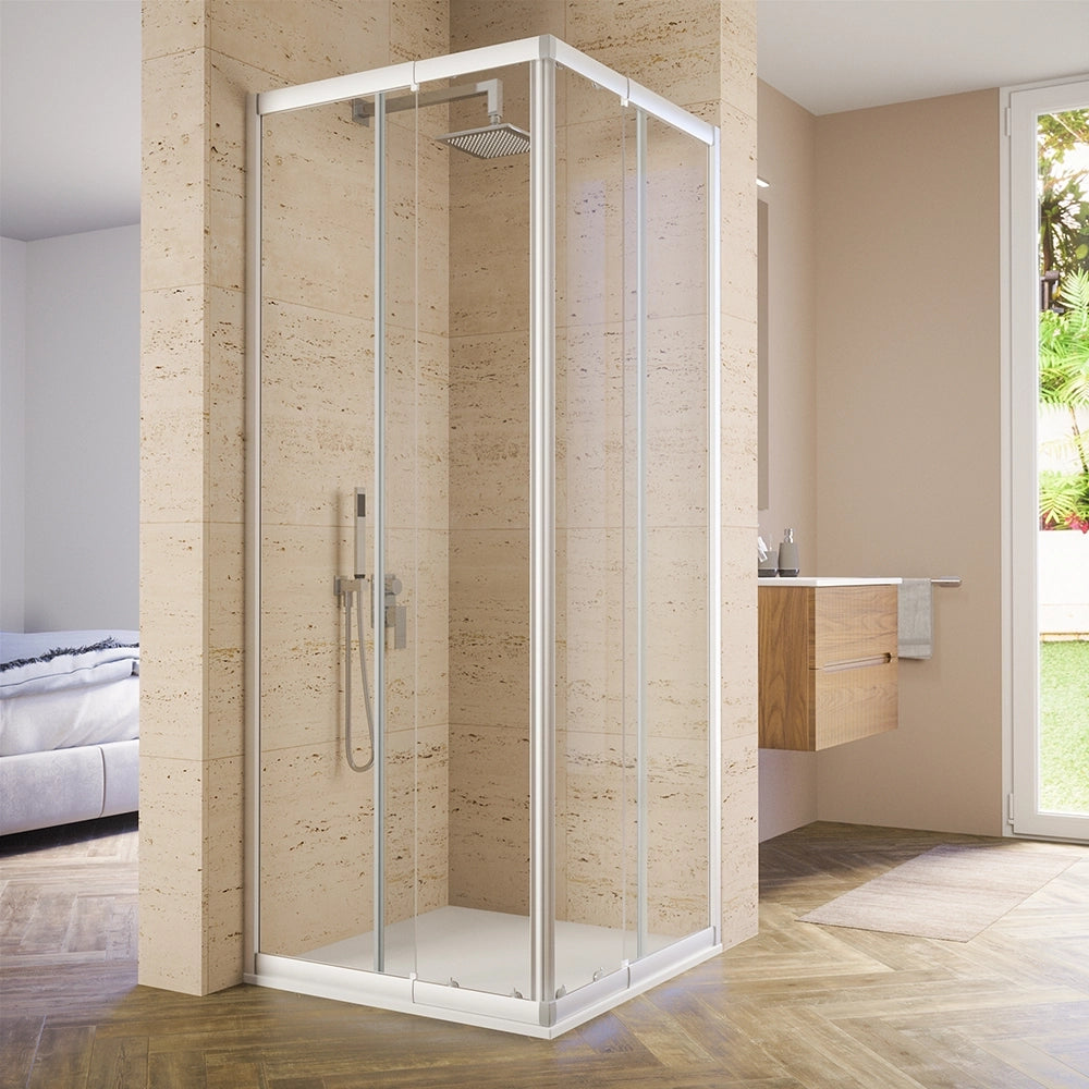 Box doccia estensibile 70-90x70-90 cm vetro 6mm trasparente con profili in alluminio anodizzato| Nuuk