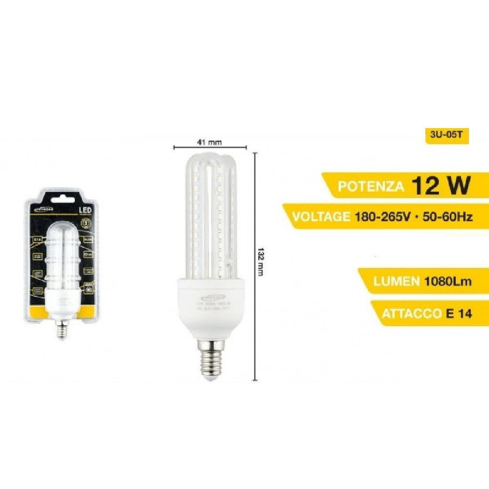 Trade Shop - Lampadina 3u Led E14 12w Luce Fredda 6500k Naturale 4000k Calda 3000k 72d 3u05t -