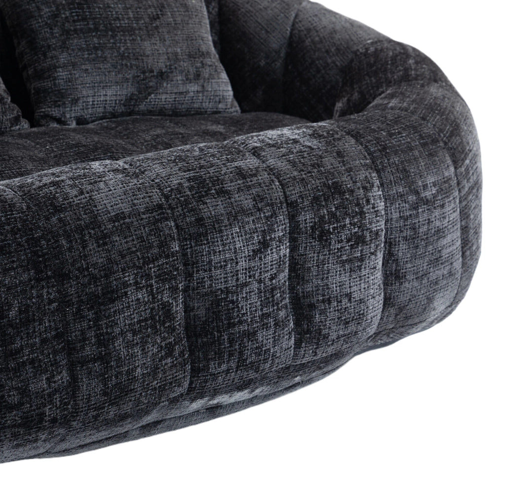 poltrona bean bag 145x95 cm in ciniglia nera， senza montaggio per salotto e camera