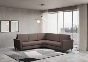 Divano Angolare 5 Posti 228x228x85 cm Yasel in Tessuto Talpa