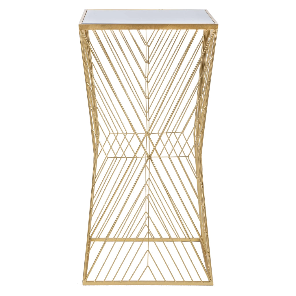 Samia, Tavolino da Salotto Dettagli con Forme Geometriche, 50x50x100h cm Trasparente