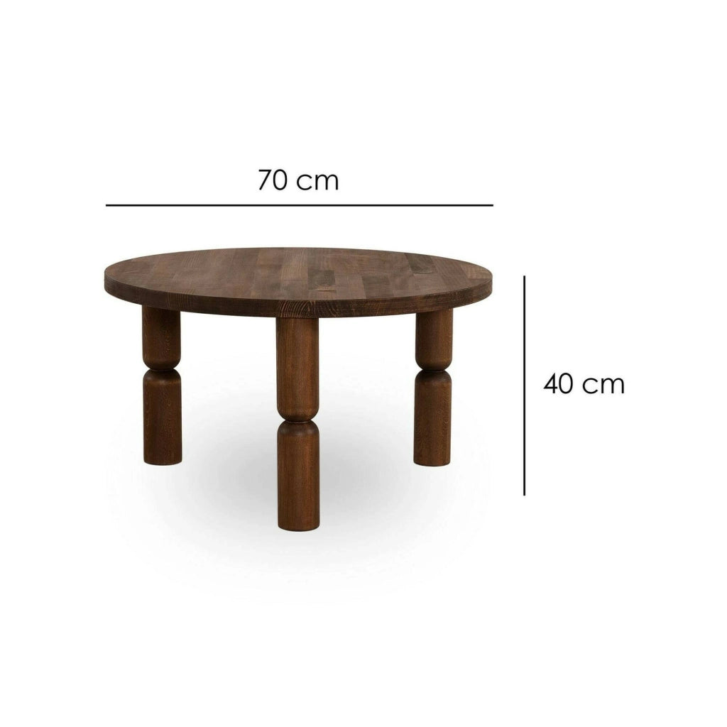 Tavolino da salotto Victorien, Tavolo basso da caffè, Portariviste per divano, Ripiano da soggiorno, 70x70h40 cm, Noce