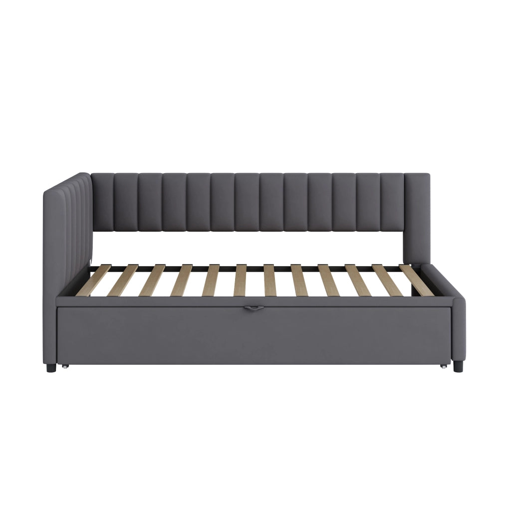 DIVANO LETTO L a scomparsa 90x200 cm in velluto grigio, letto estraibile