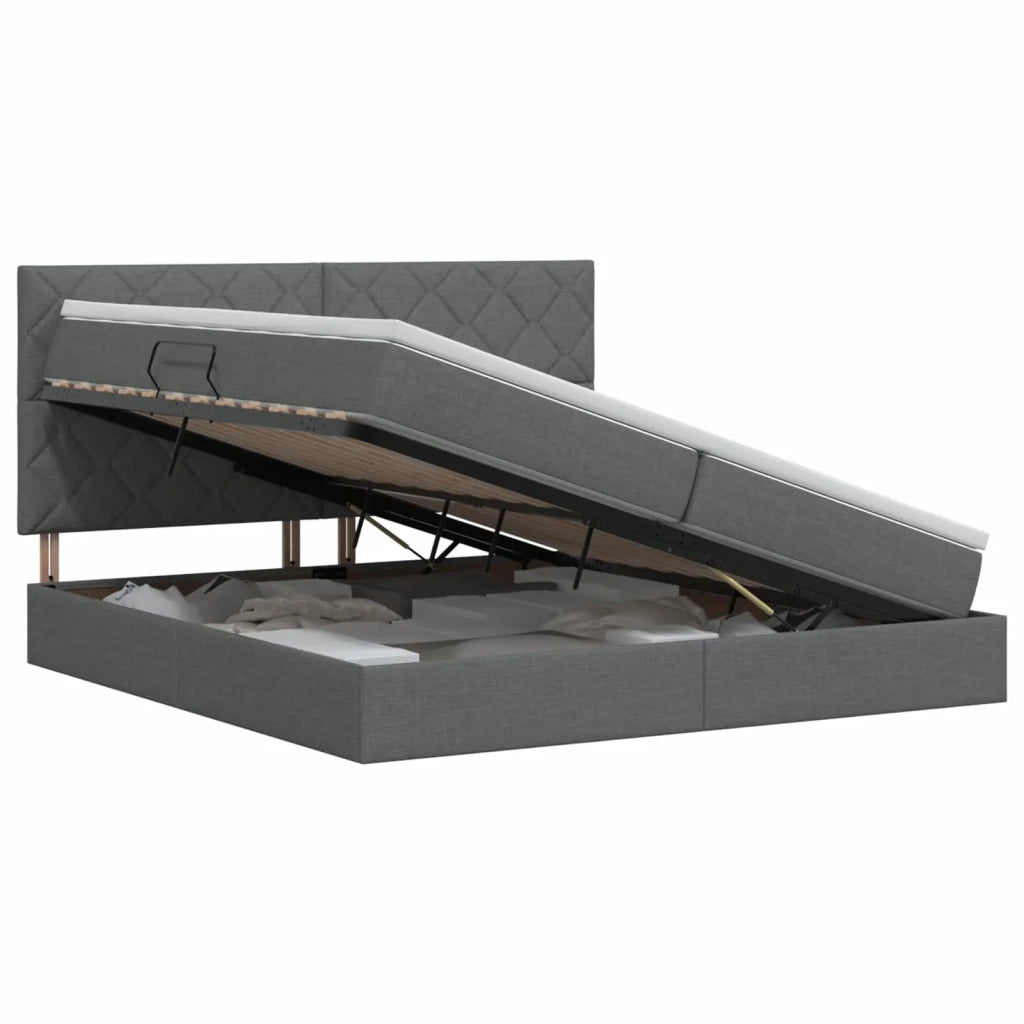 Letto con contenitore e materasso Grigio Scuro 200 x 200 cm 3459589
