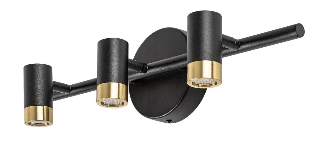 Applique barra industriale nero oro 3 spot LED 9W Rabalux Kadir