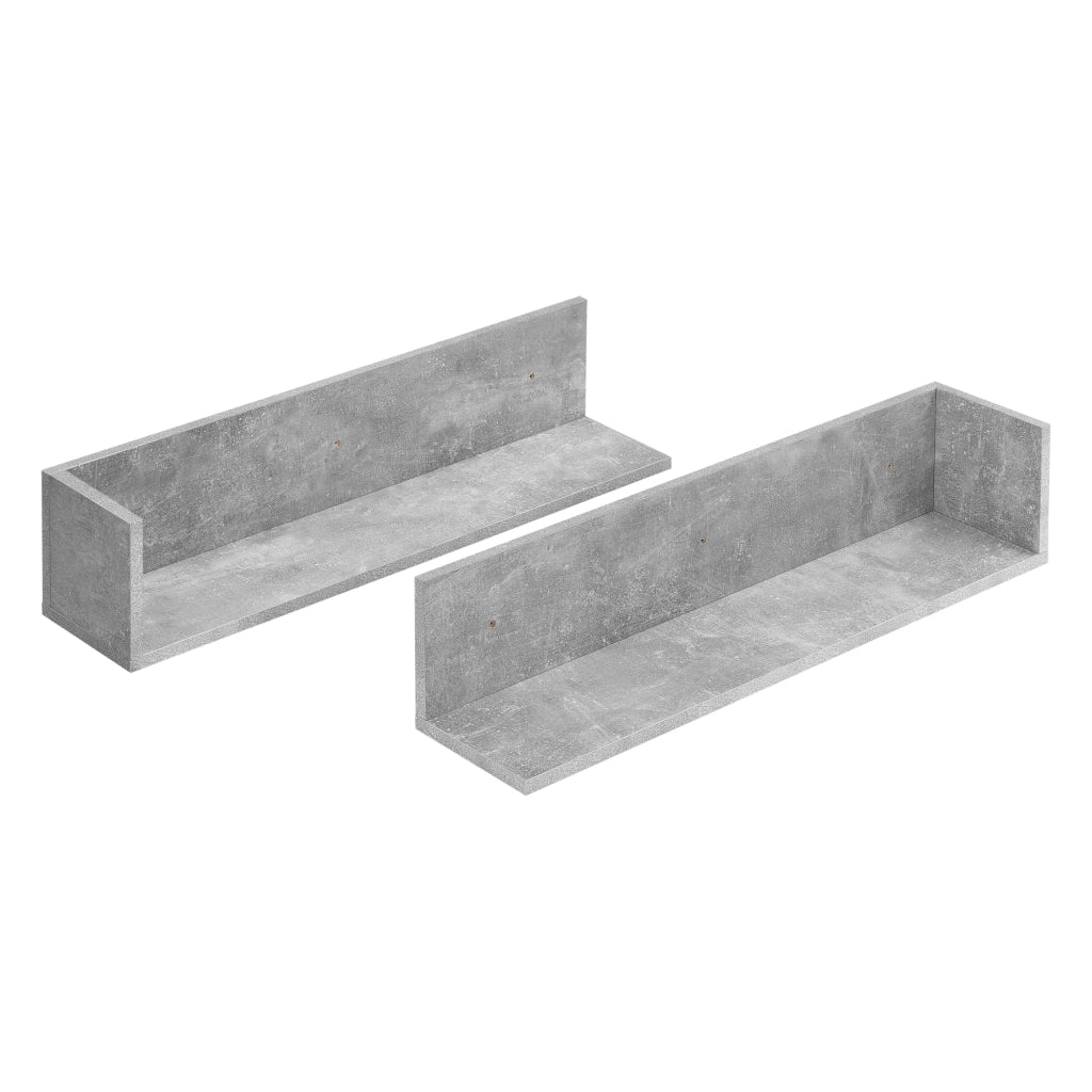Set di 2 eleganti mensole da parete mensole di design sospese capacità di carico 8 kg pannello di particelle rivestito in melamina 75 x 17 x 17 cm grigio 03_0005757
